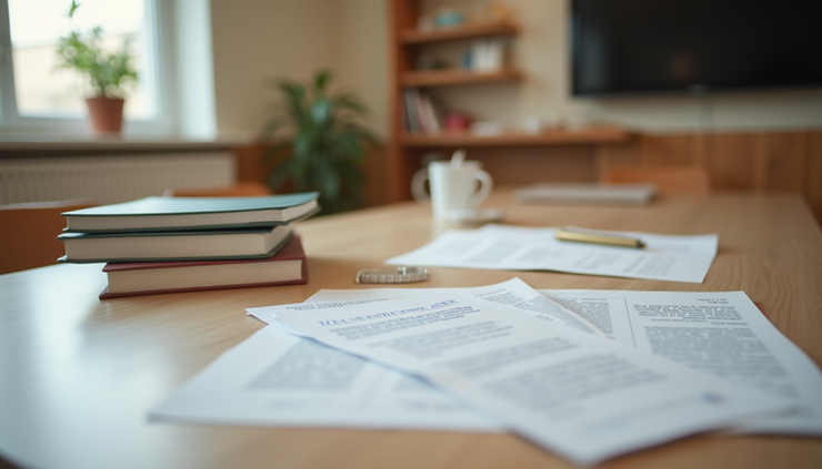 Close-up view of a seminar room with educational materials on wellness