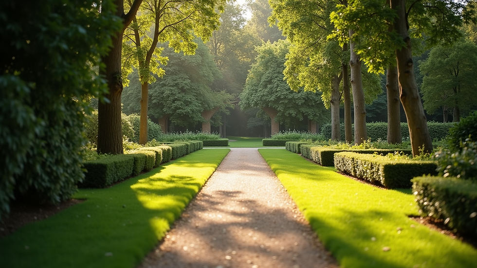 High angle view of a peaceful garden path inviting a calm walk
