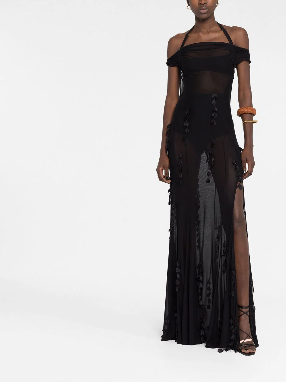 Mazzolu floral-appliqué dress