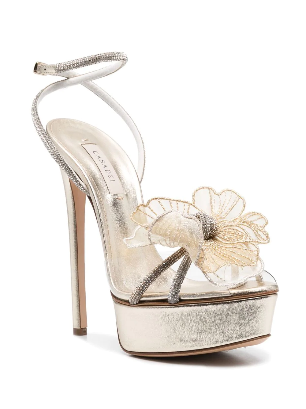 Calf leather floral-detailed sandals