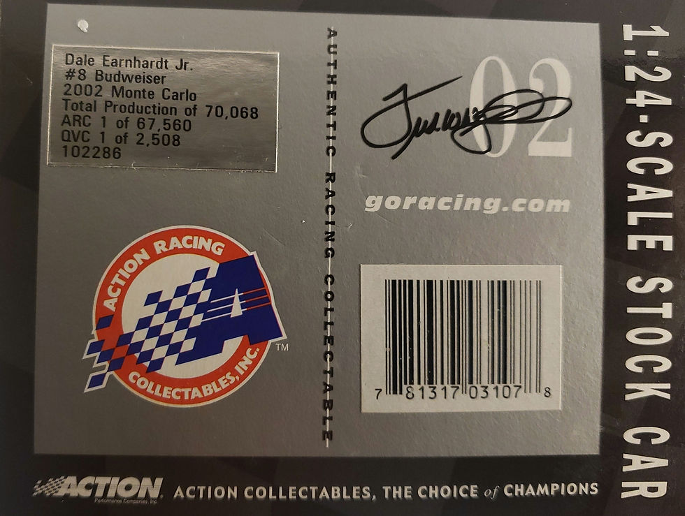 Thumbnail: 2002 Bud Racing Dale Jr 1:24 Diecast Car
