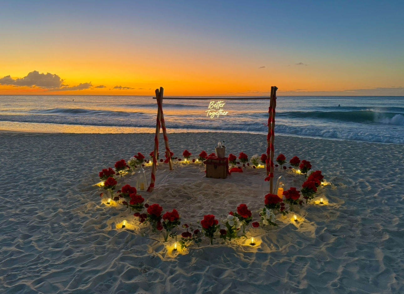 Heart shape roses & lights