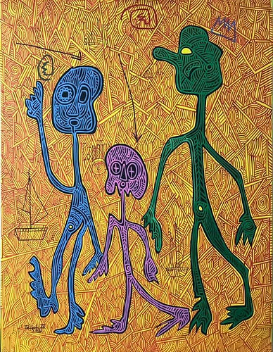 Title: The lonely boy, medium: Acrylic, size:65*45 inches