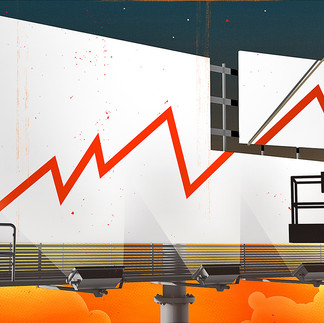 billboard with rising line graph