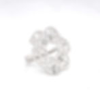 Front view of the Beech Nuance Ring in 18k white gold, a bold statement ring with beech leaf design and white diamonds.
