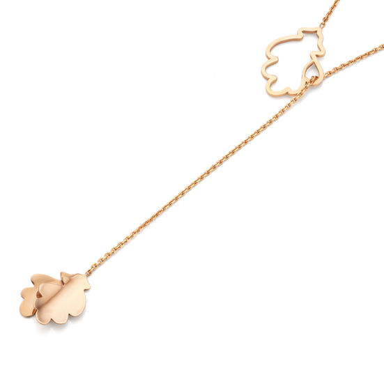 18k rose gold oak pendant on a gold chain
