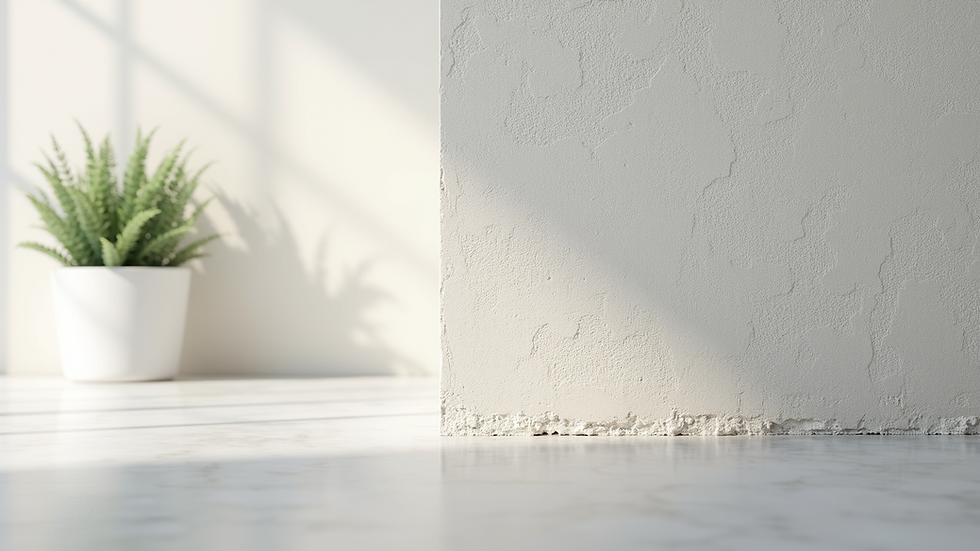 Eye-level view of plastered wall that beautifully showcases smooth finishing