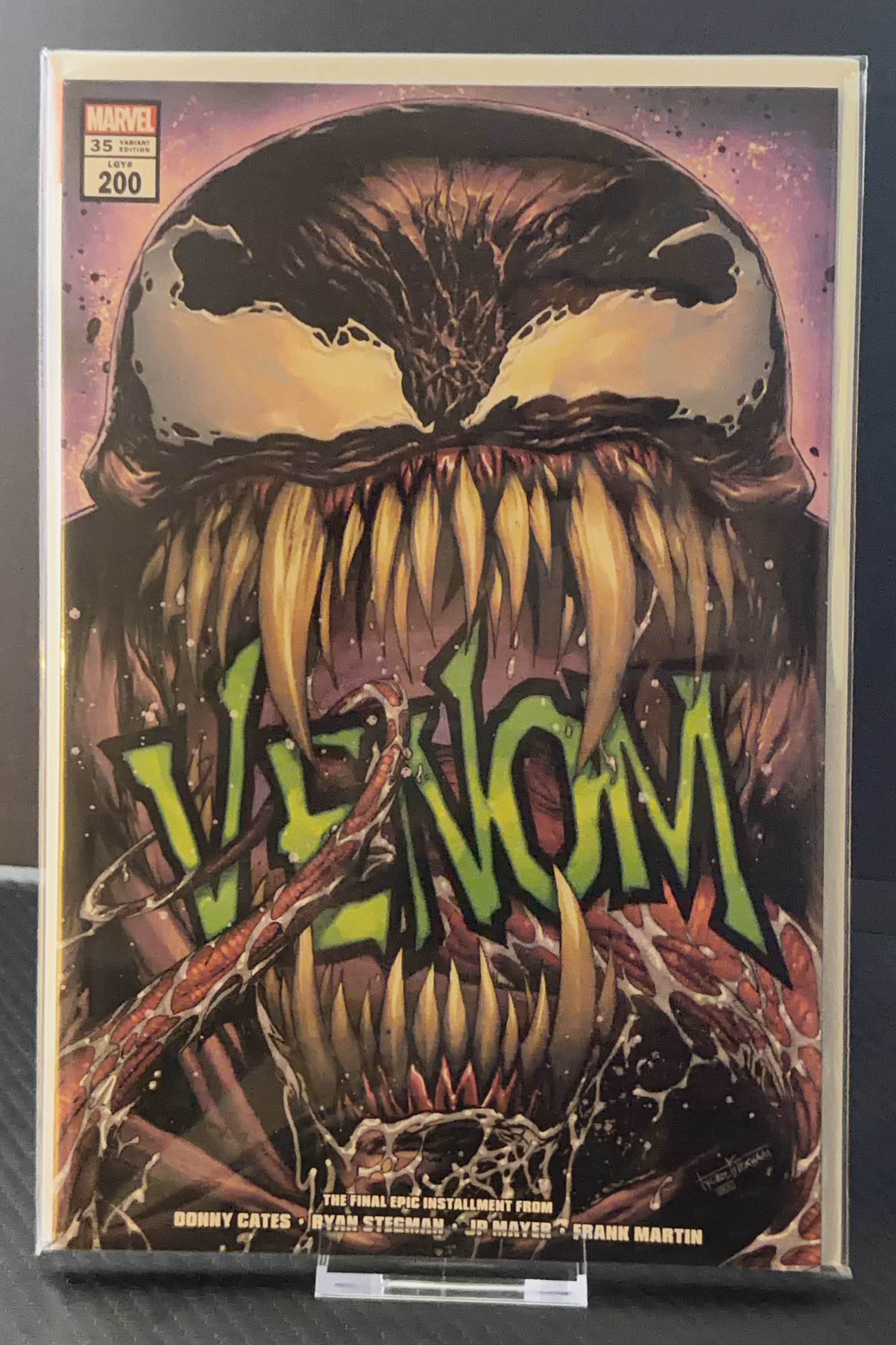 Venom comic book cover with character's gaping mouth