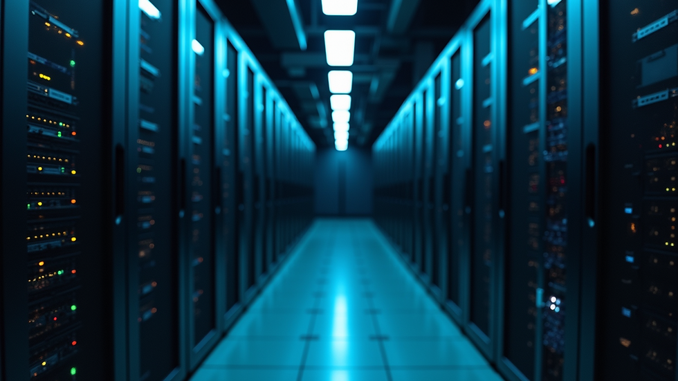 Eye-level view of a server rack in a data center