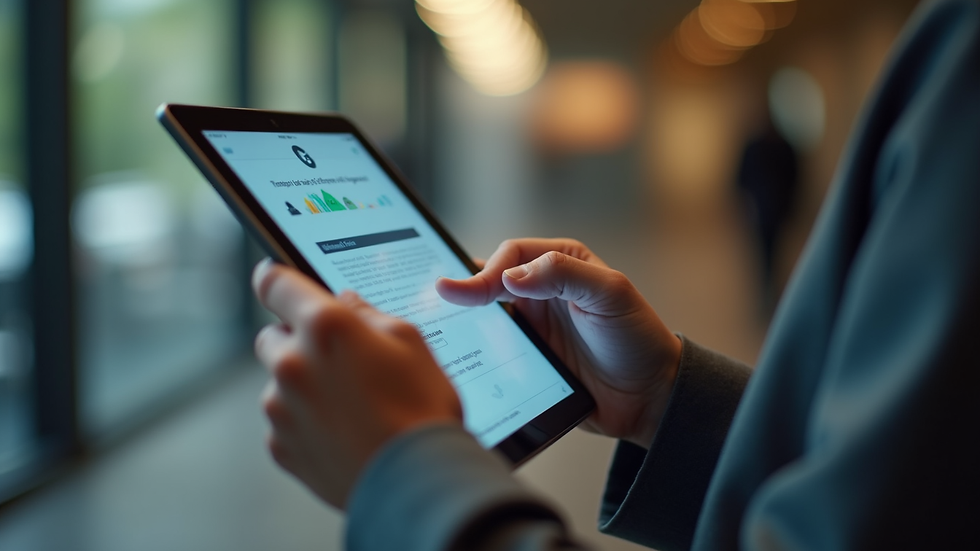 Close-up view of a person using Tally Prime on a tablet