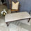 Thumbnail: Antique Style Mahogany Upholstered Footstool Window Seat Bench