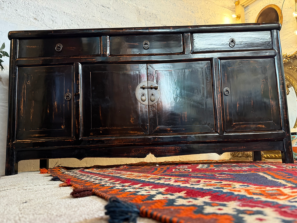 Thumbnail: Chinese sideboard Wood Black Lacquered Chinese Sideboard Cabinet Console
