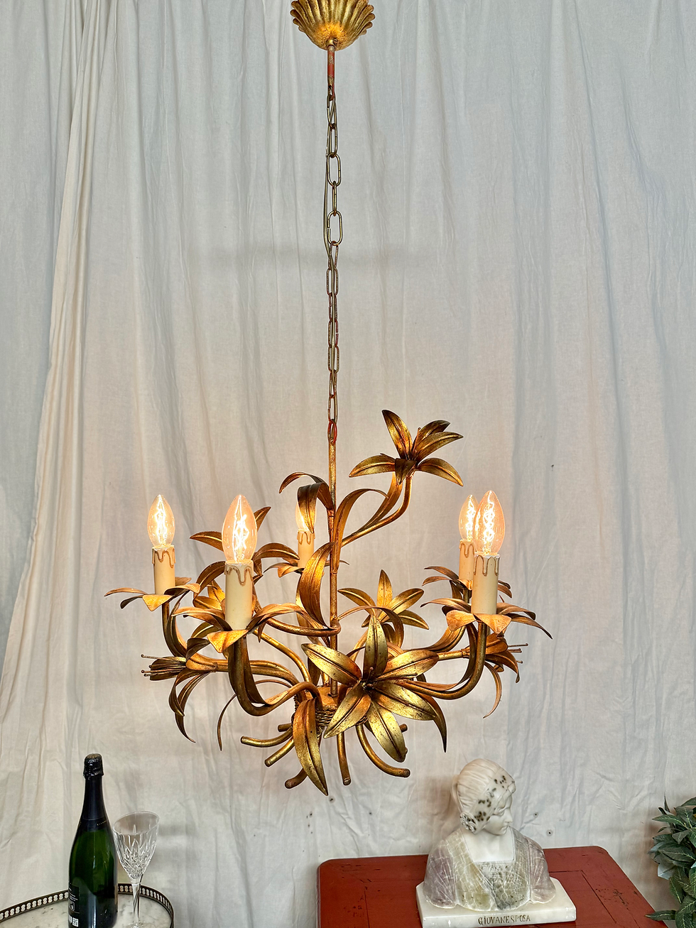 Thumbnail: Gold Lily Chandelier Floral Delicate Ceiling Lighy 