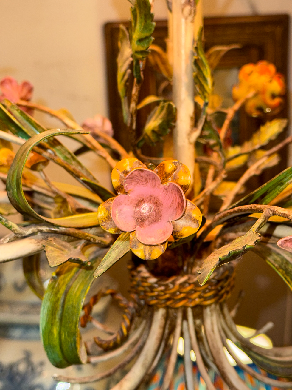 Thumbnail: Italian Toleware Style Chandelier Colourful Floral Ceiling Light