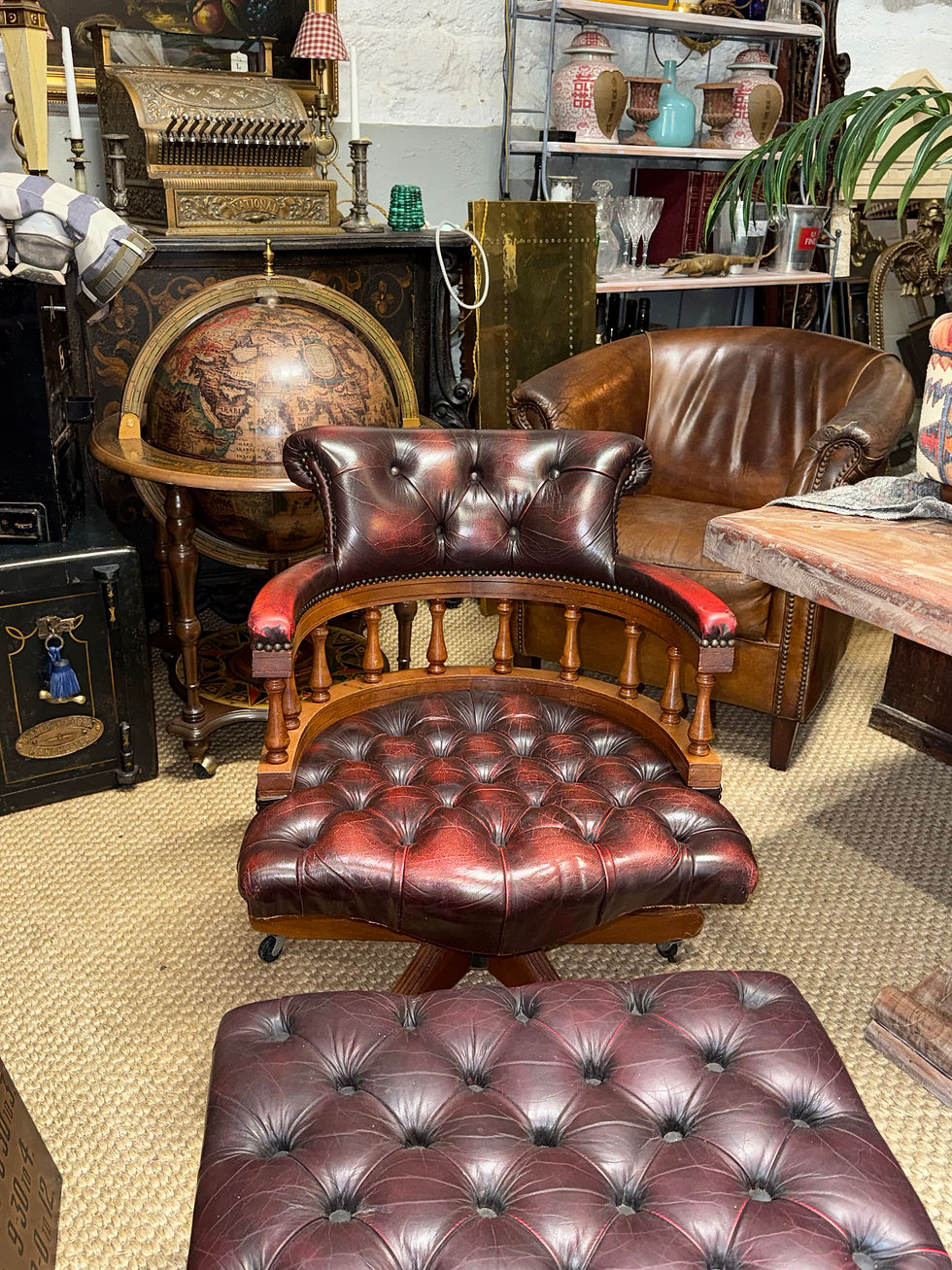 Thumbnail: Chesterfield Captains Desk Chair Office chair Antique Red Ox Blood Armchair