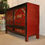 Thumbnail: Red Lacquered Chinese Mongolian Style Sideboard Console TV Cabinet