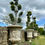 Thumbnail: Set of 3 Weathered Urns Planters with Cloud Trees Antique Style Garden Urns