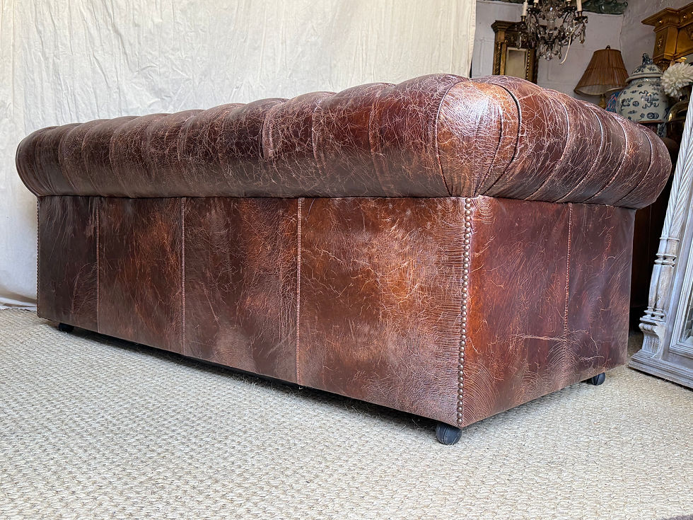 Thumbnail: Cracked Faux Leather Upholstered 3 Seater Chesterfield Sofa 