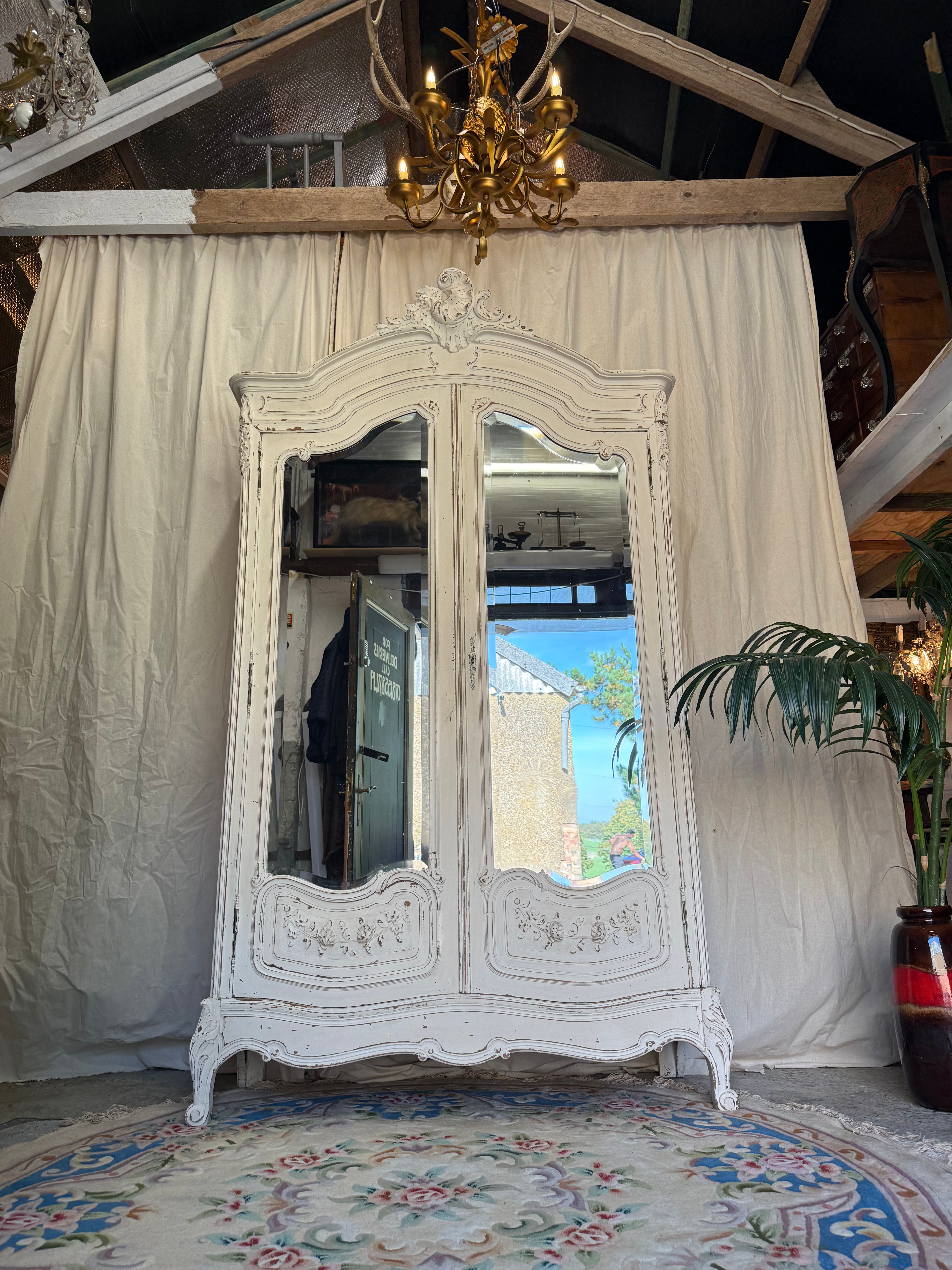 Beautiful French Armoire Mirrored Wardrobe Cupboard