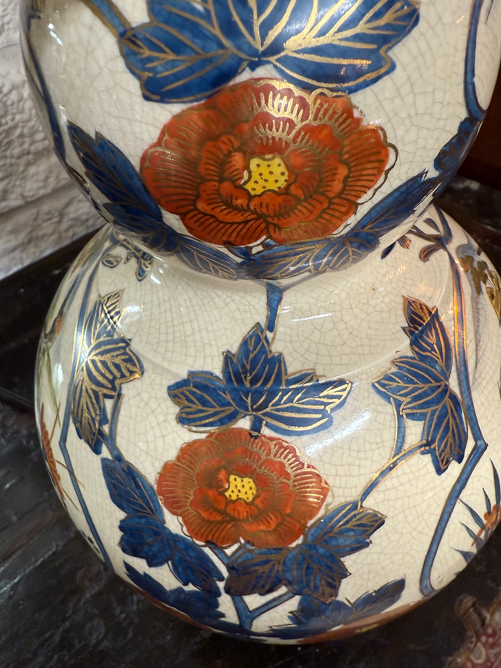 Thumbnail: Chinese Bulbous Lamps Pair of Oriental Table Lamps Colourful Lights Decor Vases