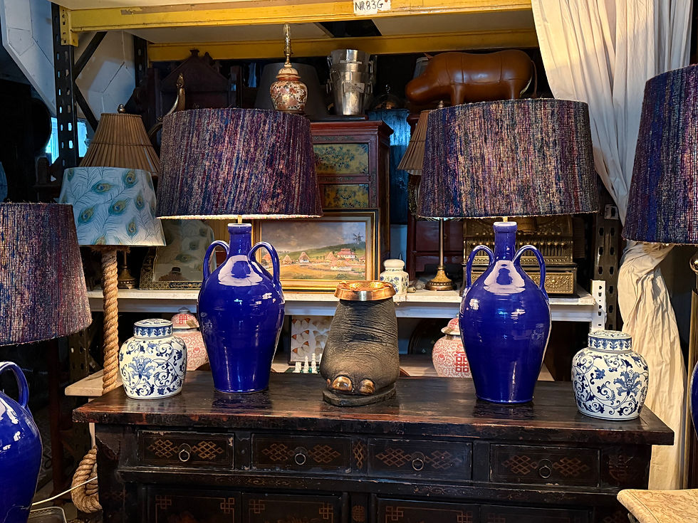 Thumbnail: Pair of Oversized Ceramiche Nicola Fasano Italian Ceramic Lamps Blue Table Lamp