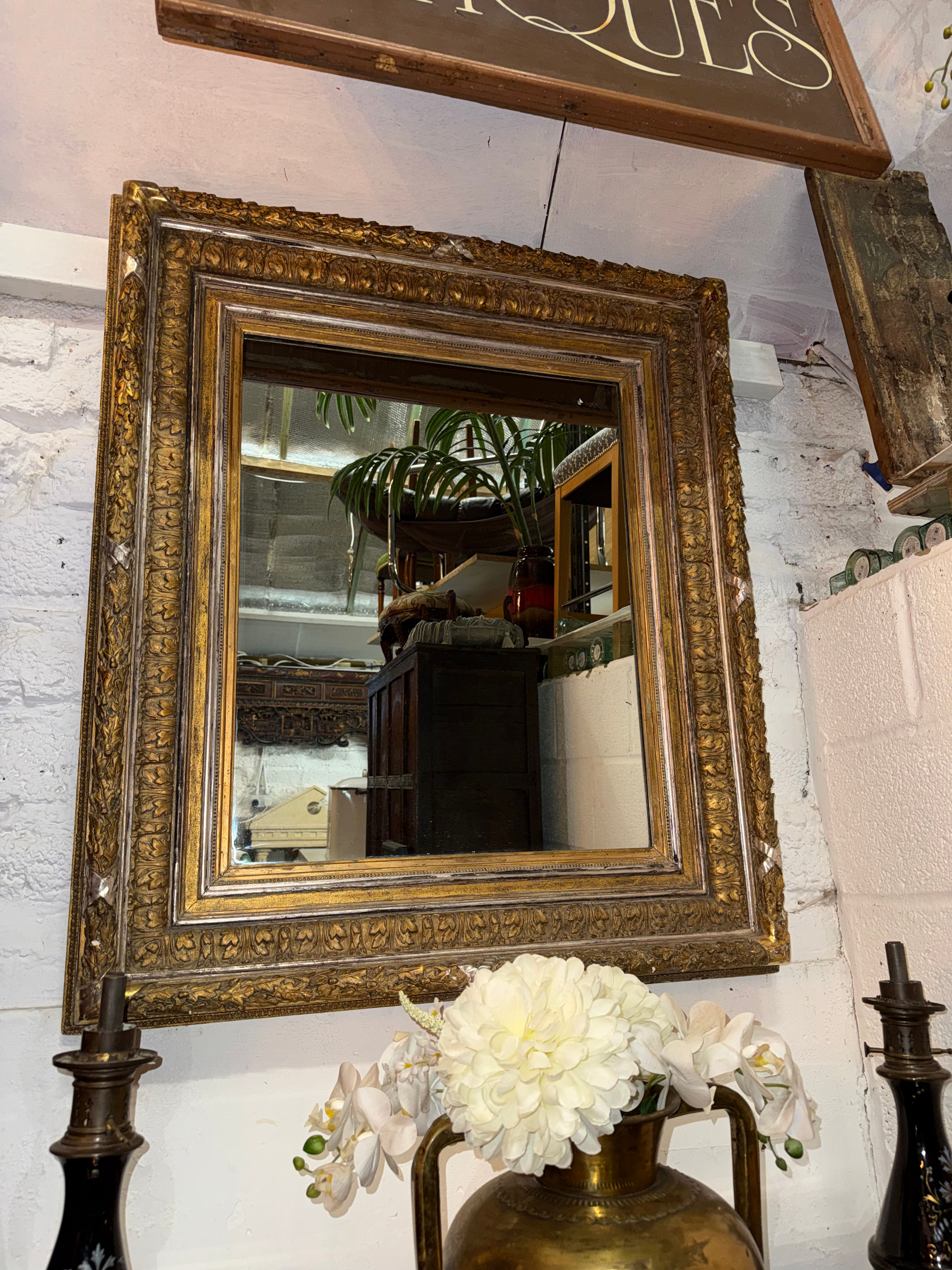 Beautiful Carved and Gilt 19th Century Mirror Statement Wall Mirror