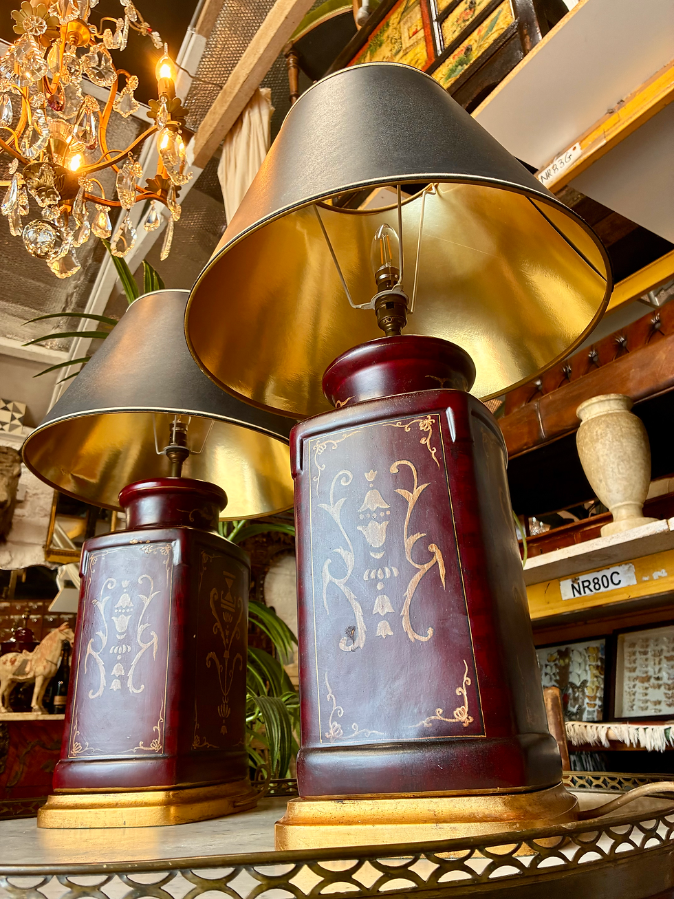Thumbnail: Pair of Large Regency Style Canister Lamps Table Lamps