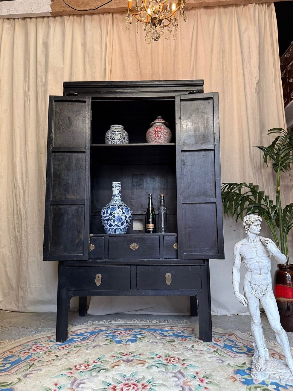 Black Lacquered Chinese Wedding Cabinet Display Cupboard