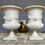 Thumbnail: Pair of Faux Marble Urns Garden Planters