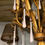 Thumbnail: Delicate Gold Pink Droplette 4 Arm Chandelier Ceiling Light