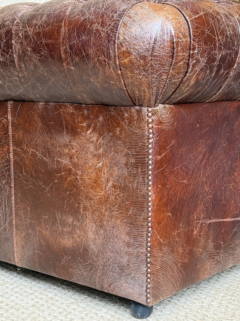 Thumbnail: Cracked Faux Leather Upholstered 3 Seater Chesterfield Sofa 