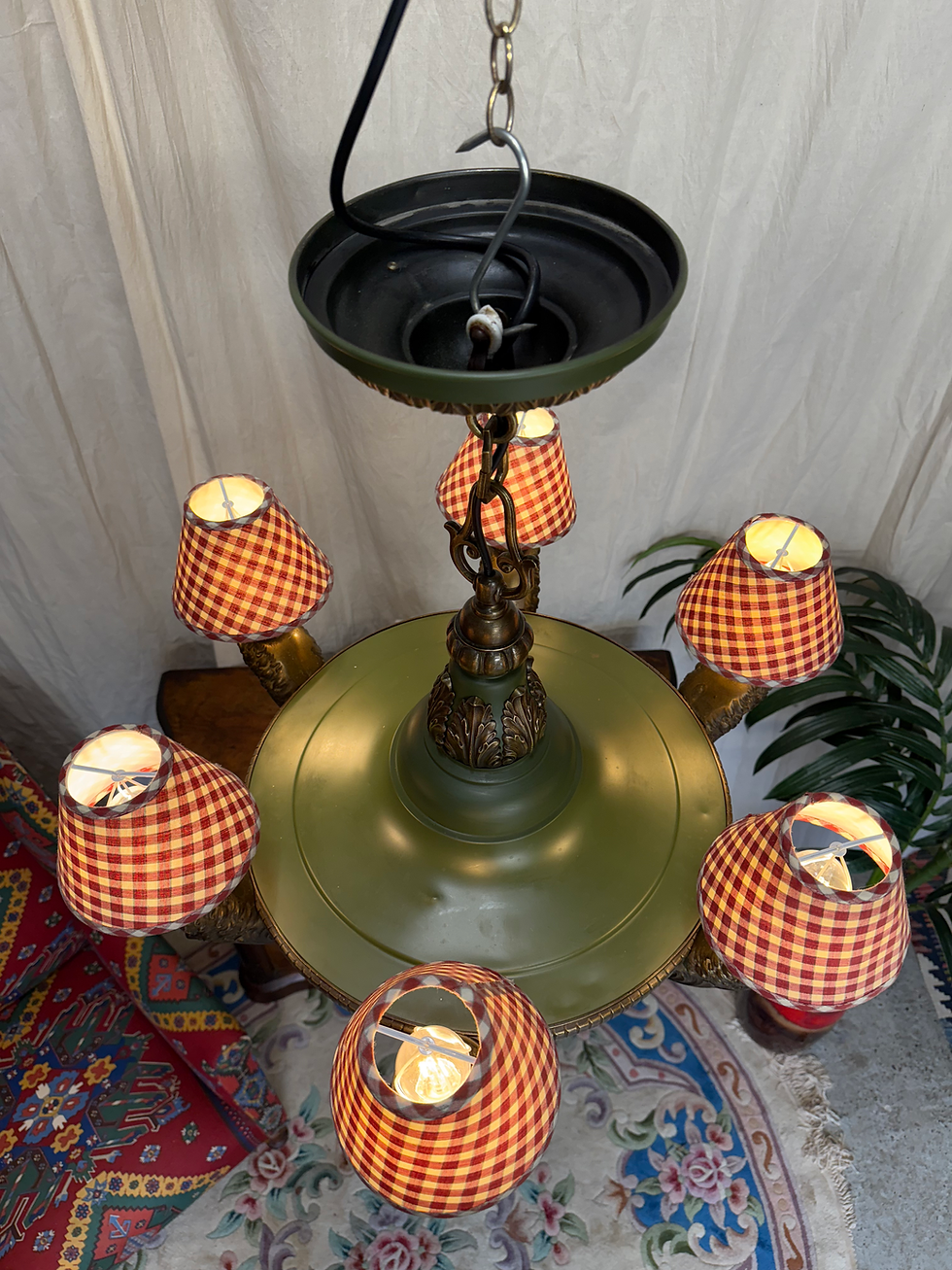 Thumbnail: Magnificent Brass Lion Head Chandelier Unique Antique Ceiling Light