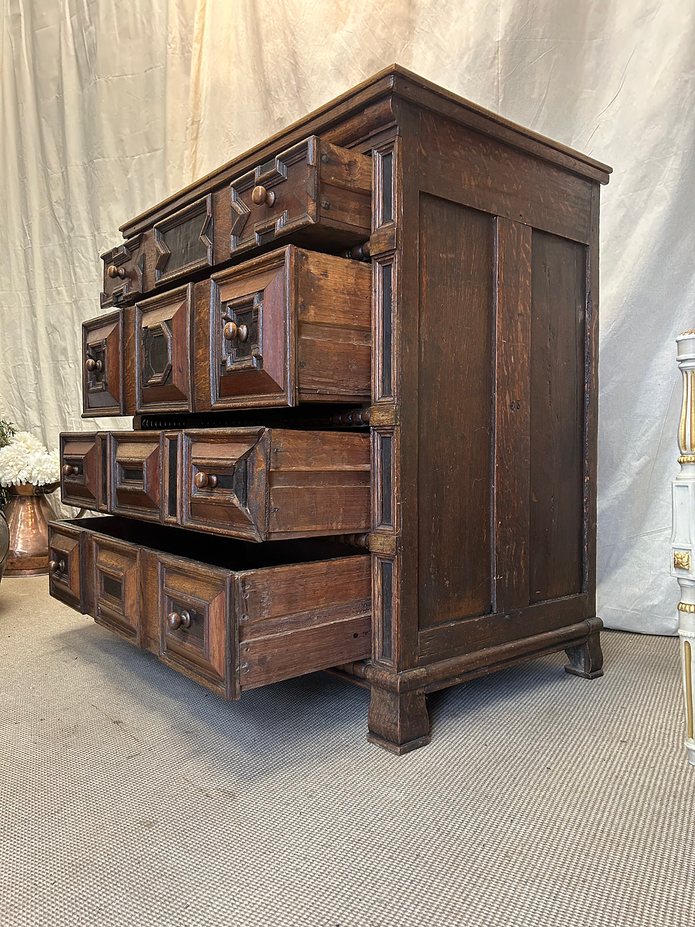 Thumbnail: Antique Oak 17th Century Style Large Chest Of Drawers Night Stand Dresser
