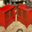 Thumbnail: Antique Red Lacquered Chinese Bedside Tables Side Tables Cabinet