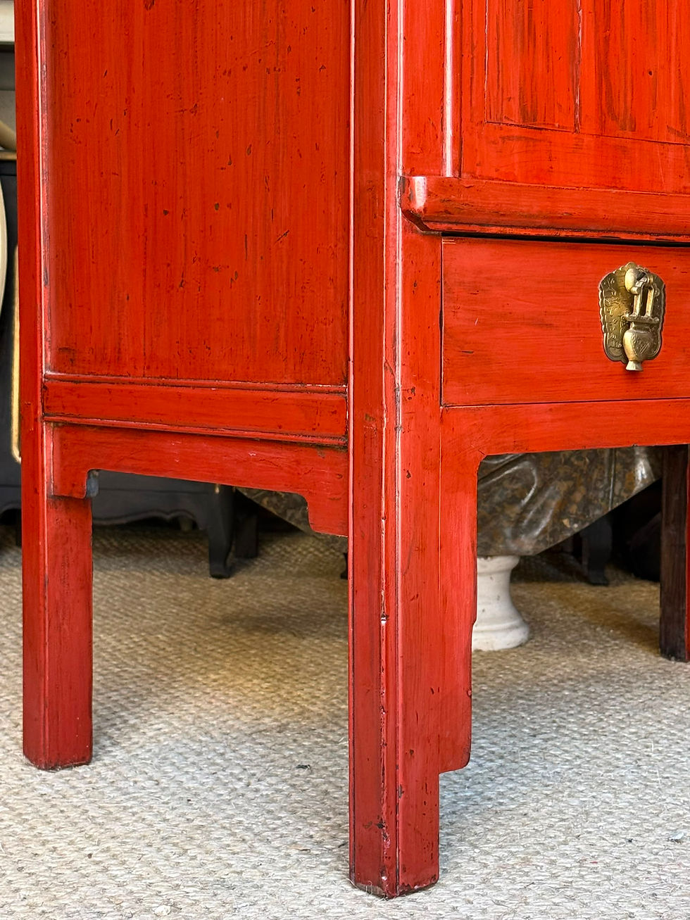 Thumbnail: Red Lacquered Chinese Wedding Cabinet Cupboard Wardrobe