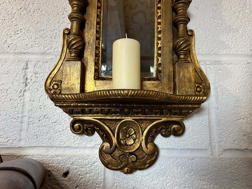 Thumbnail: Antique French Style Gilt Wall Mirror Vanity Mirror Chas. H. West Mirror Shelf
