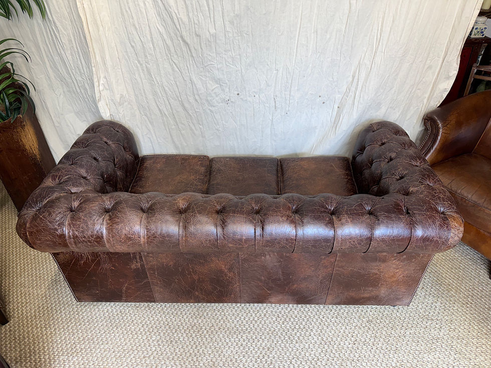 Thumbnail: Cracked Faux Leather Upholstered 3 Seater Chesterfield Sofa 