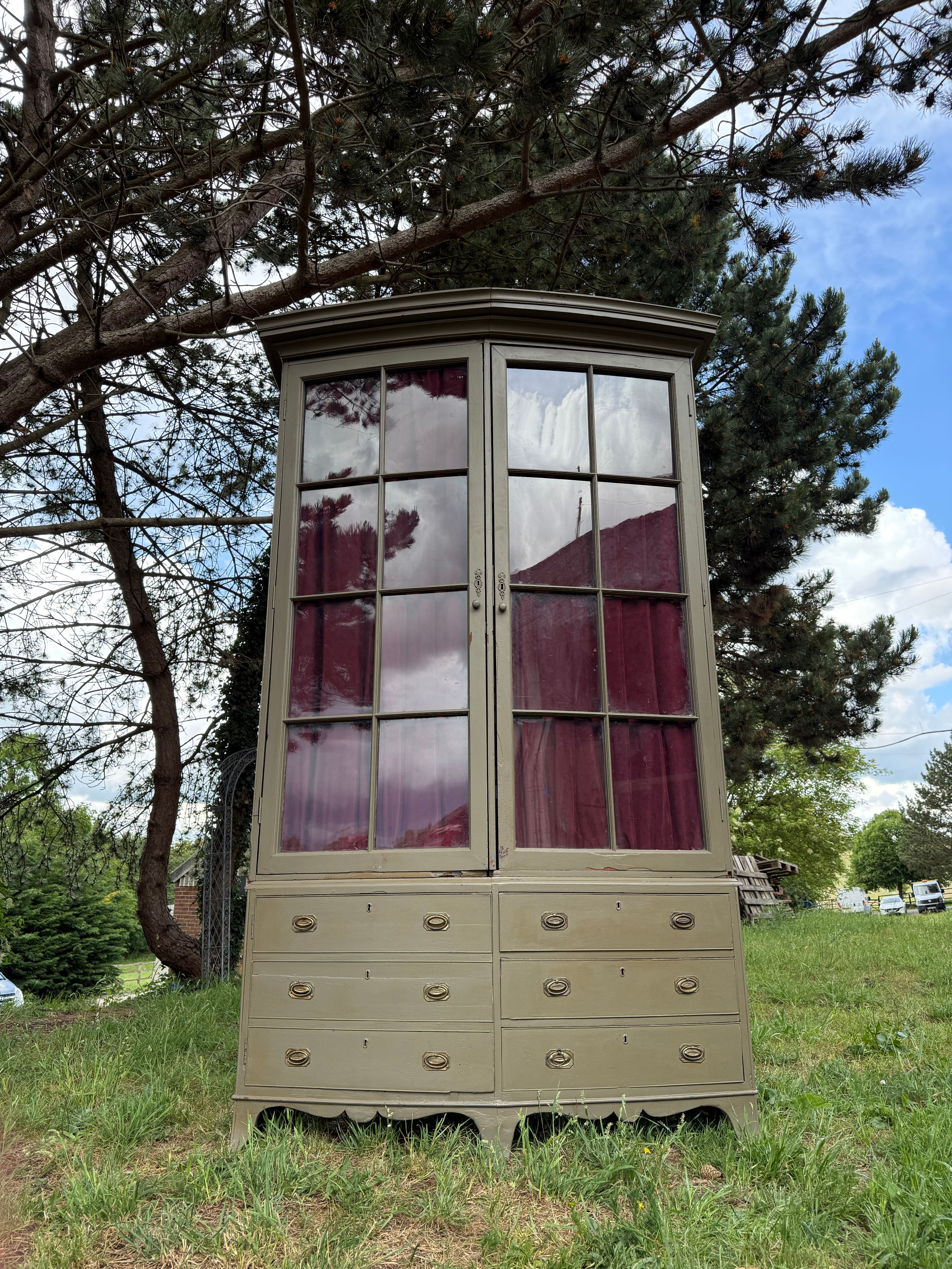 Large Grandeur Georgian Painted Bookcase Display Cabinet