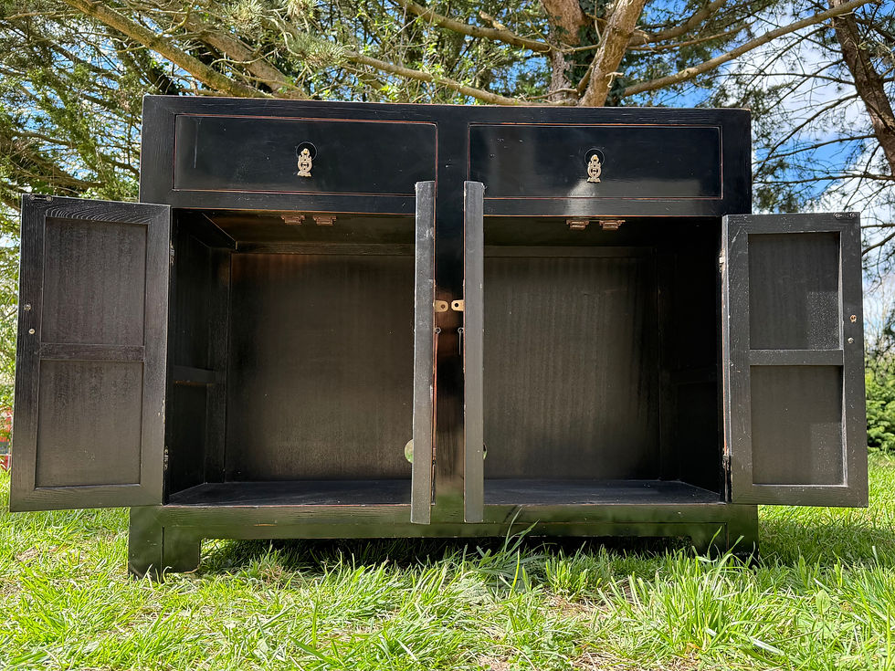 Thumbnail: Modern Chinese Black Lacquered Sideboard Console Table TV Cabinet