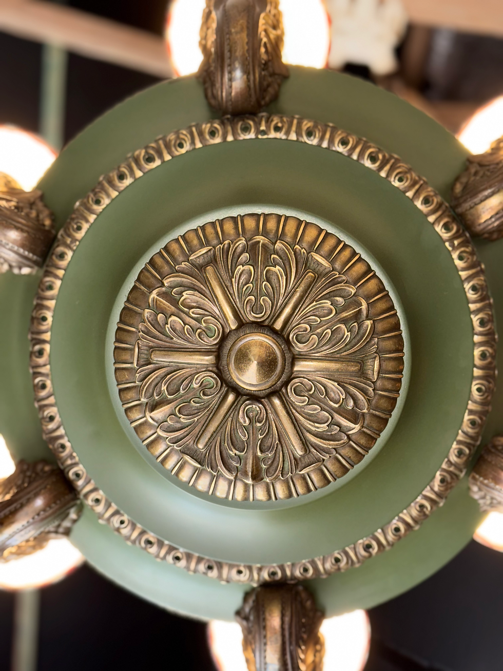 Thumbnail: Magnificent Brass Lion Head Chandelier Unique Antique Ceiling Light