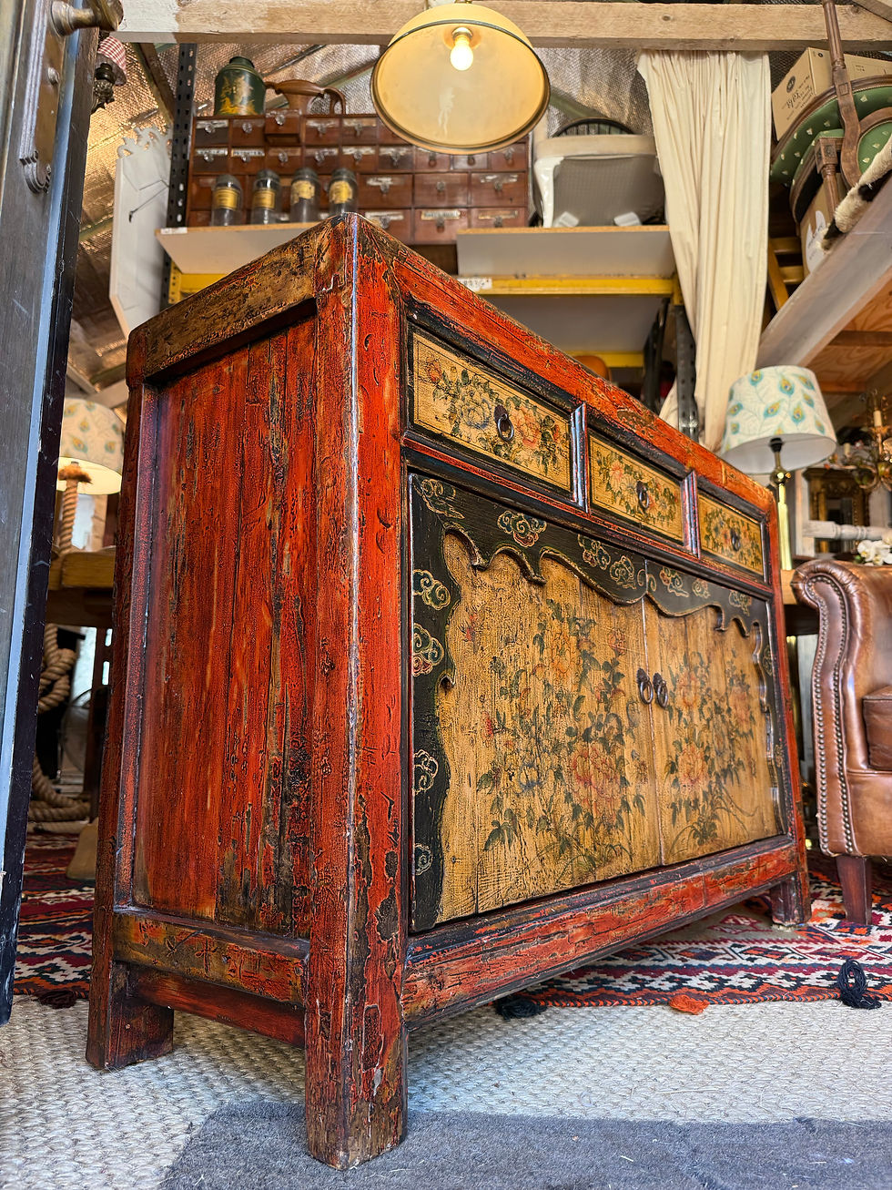 Thumbnail: Chinese Red Lacquered Cabinet Oriental Sideboard Console