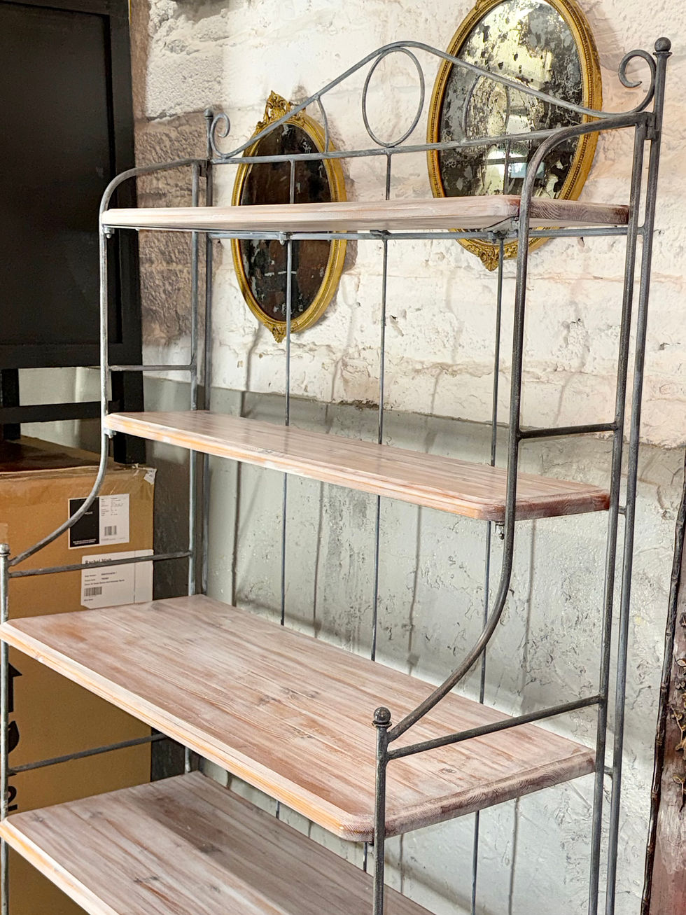 Thumbnail: Limed Bookcase Metal Framed Display Shelving Shop Display Case Unit