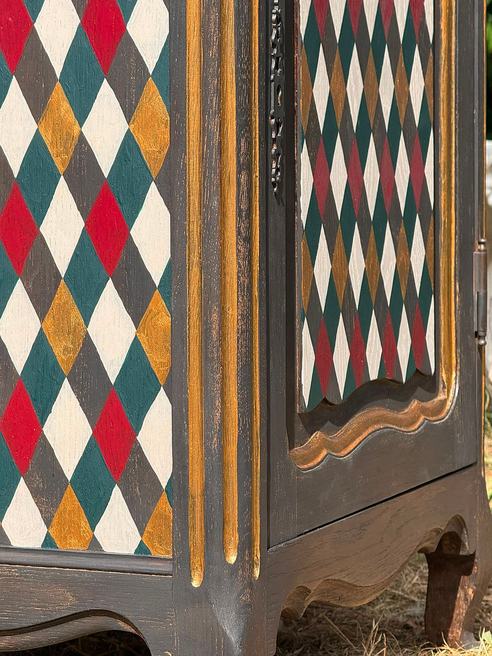 Thumbnail: A Pair Of French Provincial Harlequin Bedside Cabinets Side Cabinets End Tables