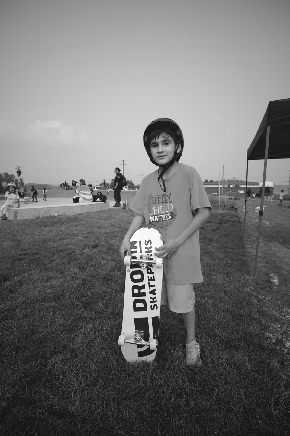 Nisichawayasihk Cree Nation, Nelson House, Manitoba, Canada outdoor concrete Skatepark built by Drop In Skateparks in 2023. Bringing Communities Together. 3D skatepark images and renderings. Skatepark design process. Skatepark design consultation.