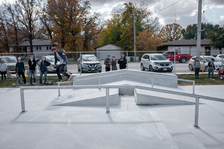 RM of Coldwell, Lundar, Manitoba, Canada outdoor concrete Skatepark built by Drop In Skateparks in 2020. Bringing Communities Together. 3D skatepark images and renderings. Skatepark design process. Skatepark design consultation.