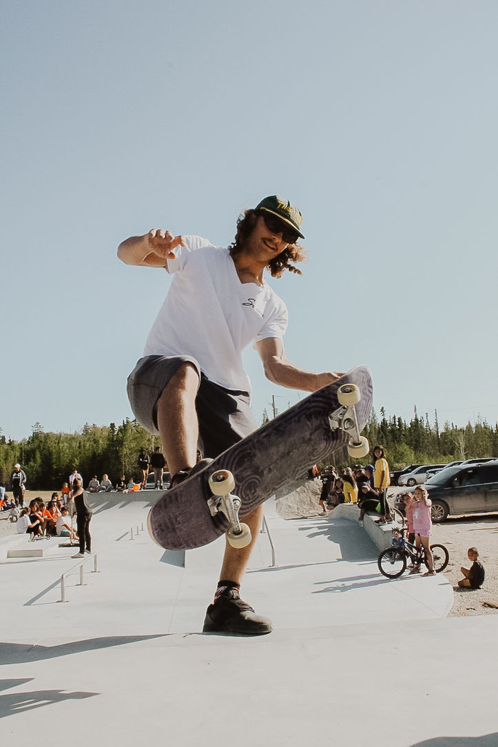 Misipawistik Cree Nation, Grand Rapids, Manitoba, Canada outdoor concrete Skatepark built by Drop In Skateparks in 2022. Bringing Communities Together. 3D skatepark images and renderings. Skatepark design process. Skatepark design consultation.