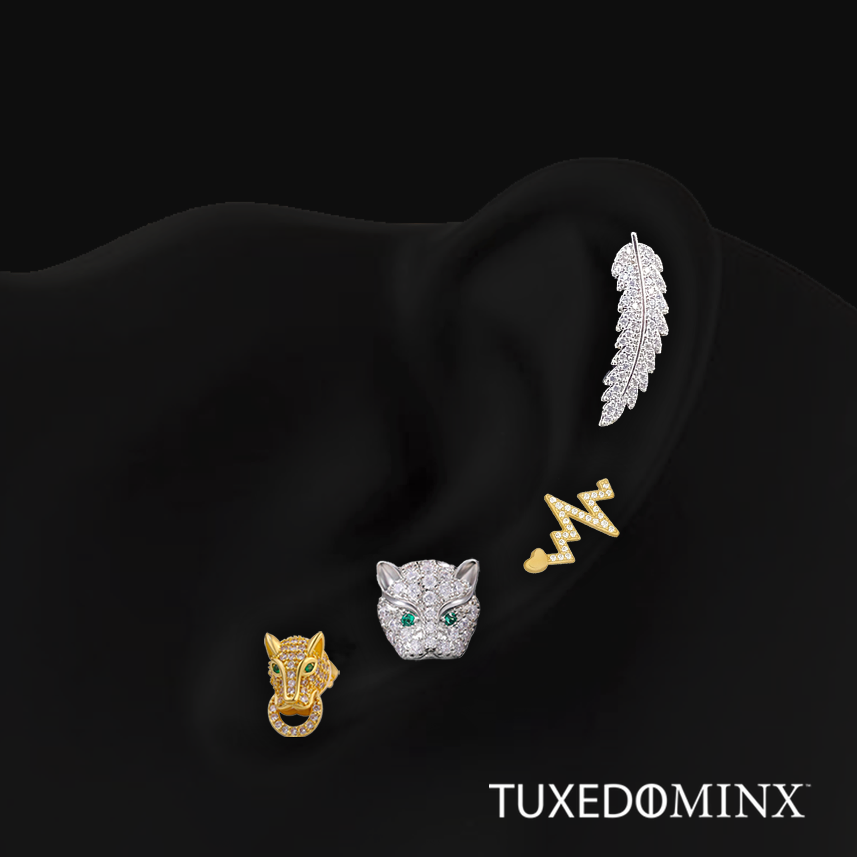 4 Wild Pack Gold and Silver Earring Stud Set