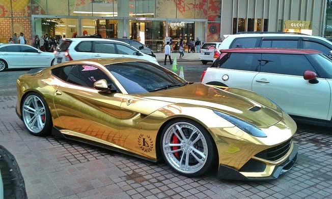 Gold Wrapped Ferrari F12 now in Indonesia !