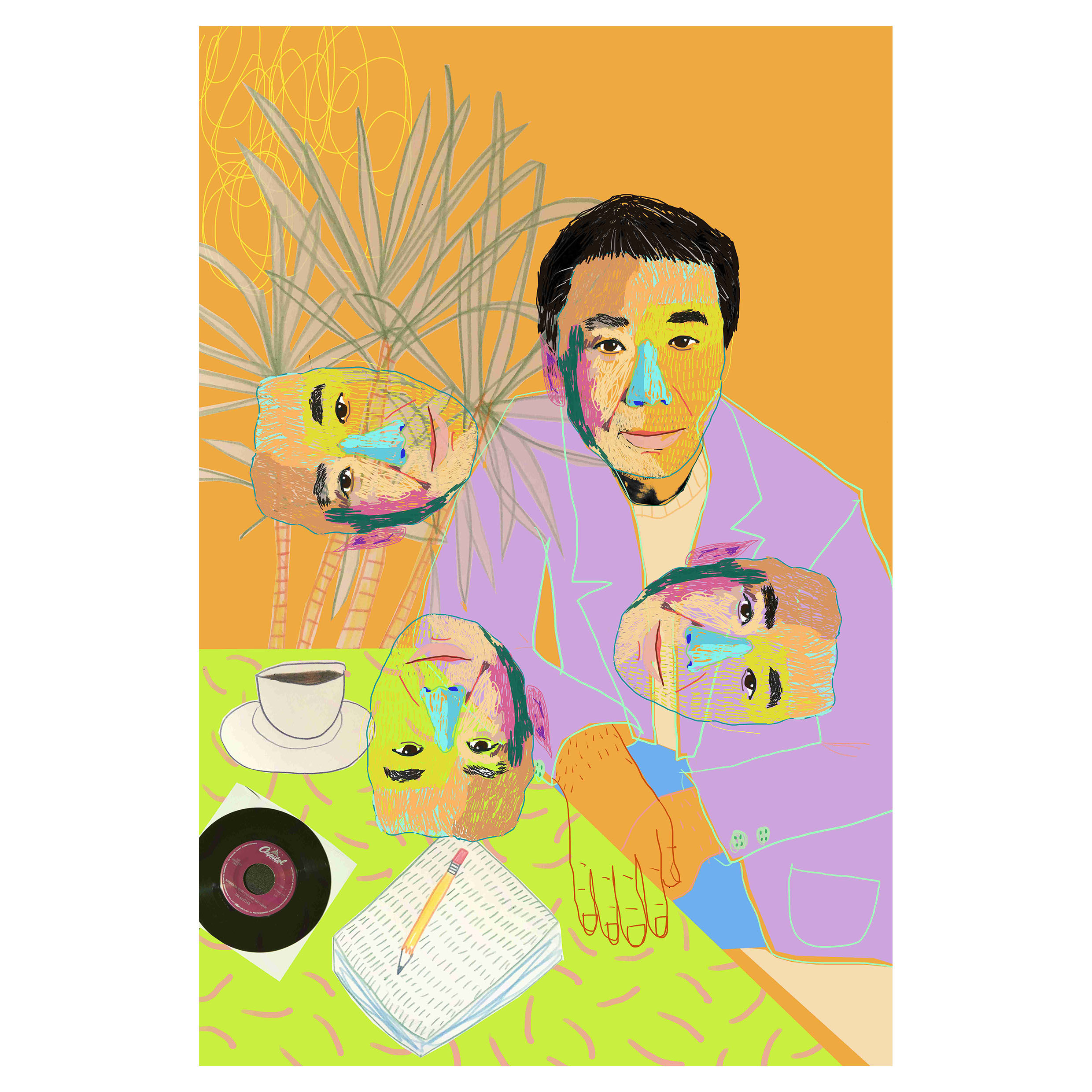 Murakami coffee calmly.