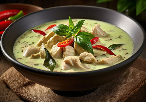 Green curry from Nan's Kitchen, home delivery, Jonage.